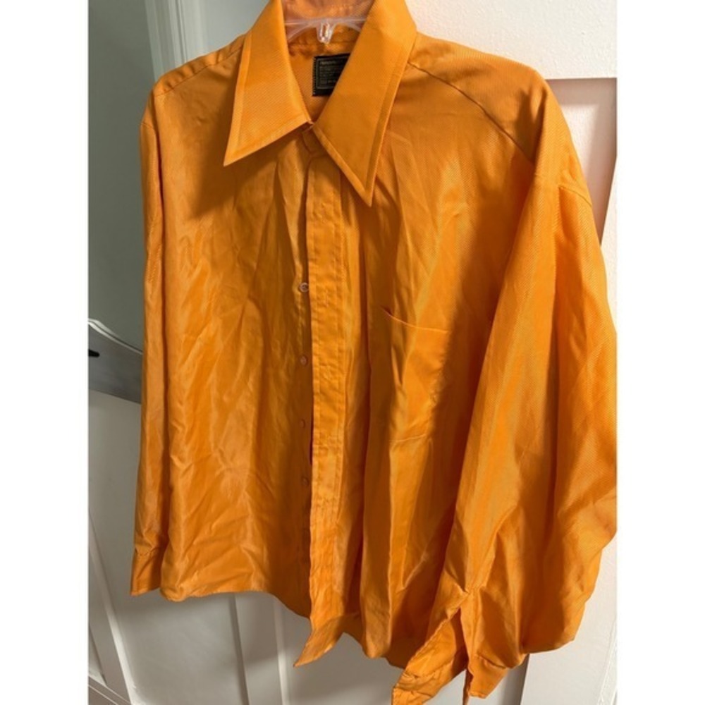 Vintage Sears Golden Comfort Orange Perma-Prest Dress Shirt 16.5 35 Retro 70s - Picture 3 of 5
